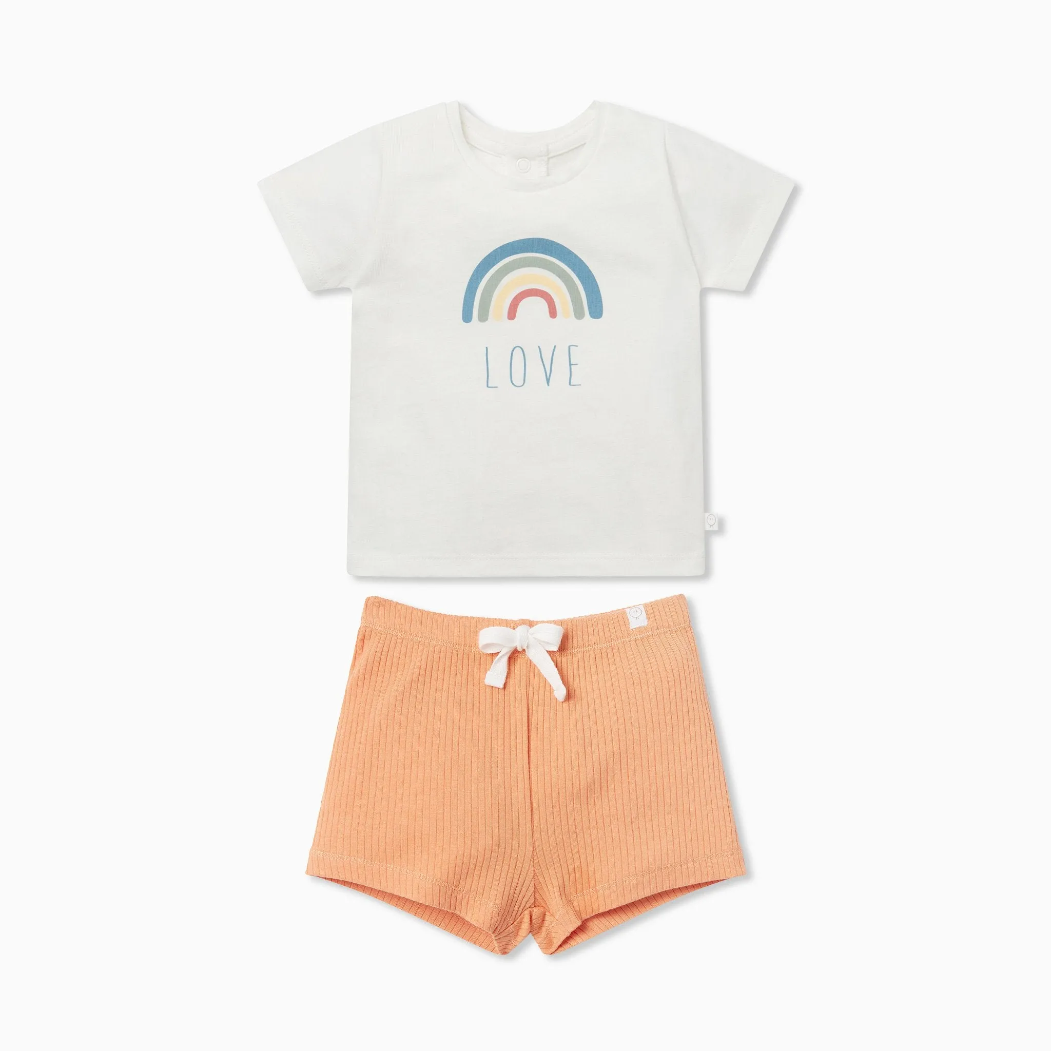 Rainbow Short Sleeve Tee & Ribbed Shorts Outfit