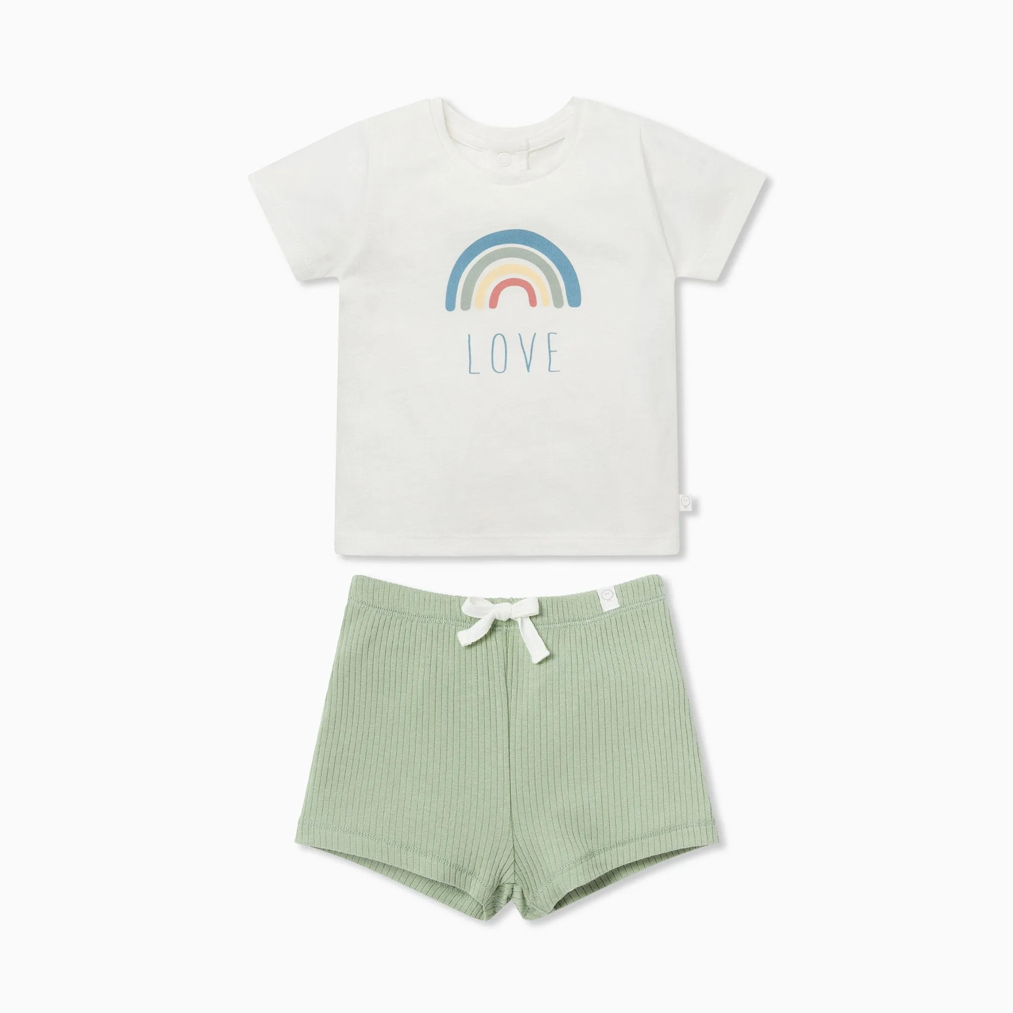 Rainbow Short Sleeve Tee & Ribbed Shorts Outfit