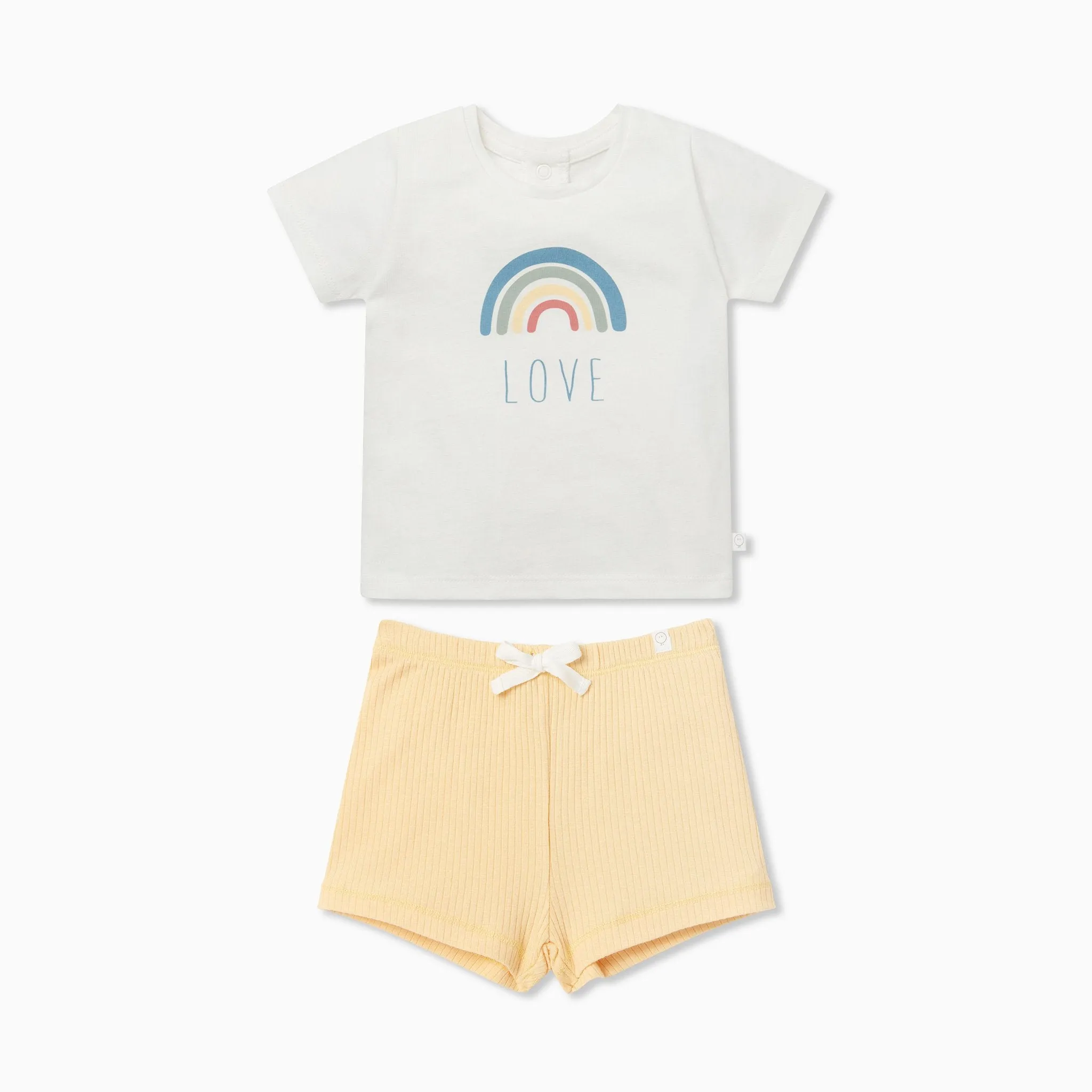 Rainbow Short Sleeve Tee & Ribbed Shorts Outfit