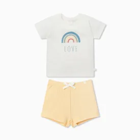 Rainbow Short Sleeve Tee & Ribbed Shorts Outfit