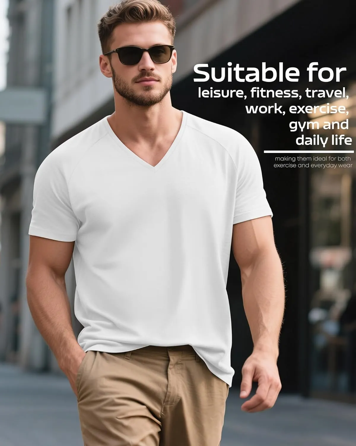 Riyiper 3 Pack Men's Big and Tall T-Shirts V Neck Cotton Short Sleeve Plus Size Tops Raglan Casual Summer Basic Tee Shirts