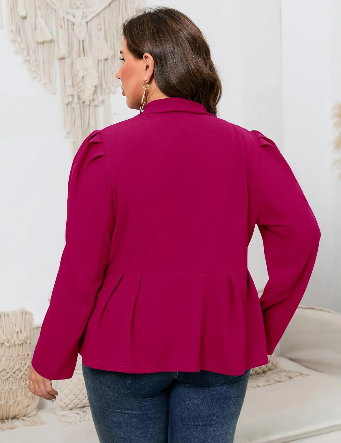 ShopWonder Womens Plus Size Blazers Business Casual Knit Blazer for Work Long Sleeve Shawl Lapel Blazer Suit Jackets