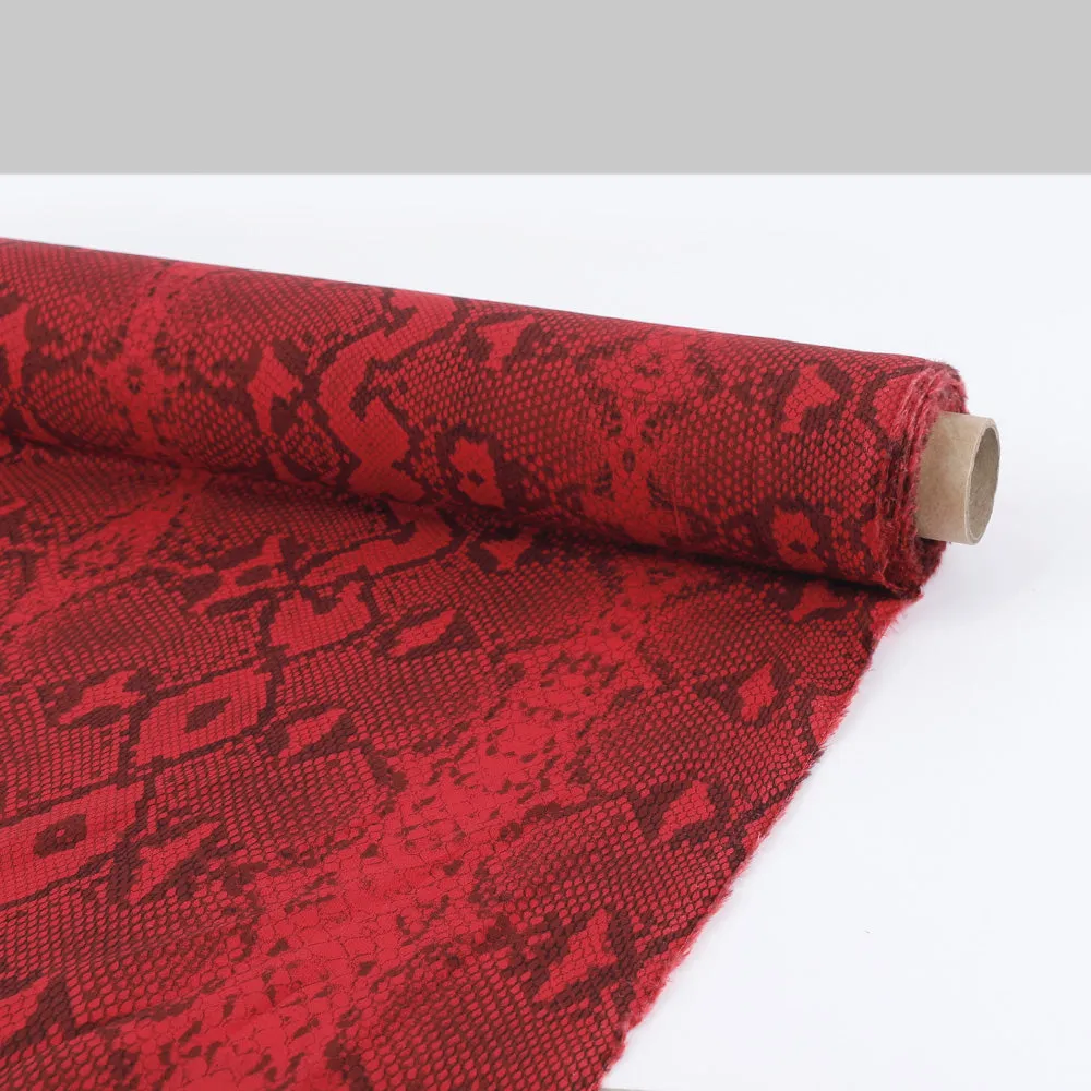 Snakeskin Rayon Challis - Red