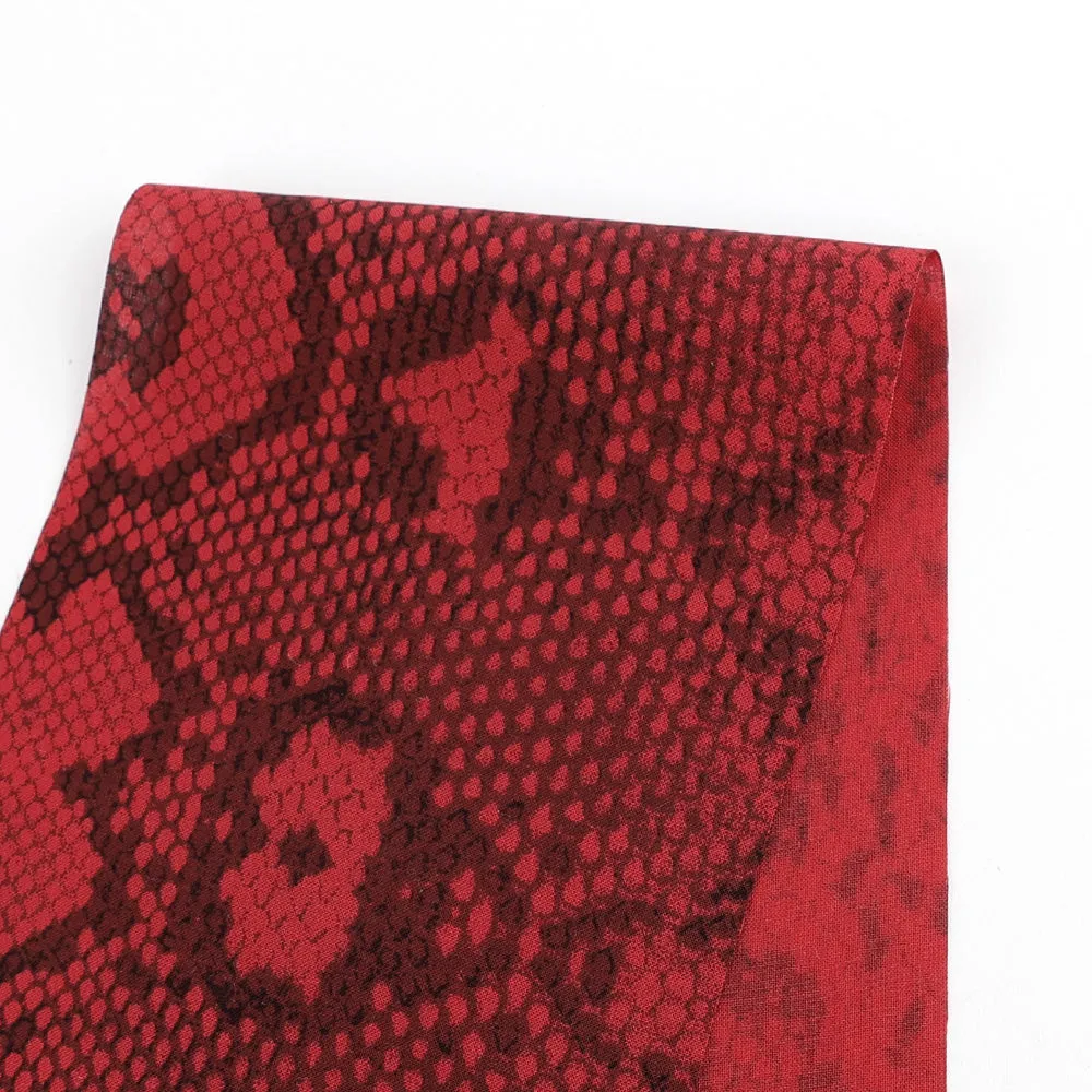 Snakeskin Rayon Challis - Red