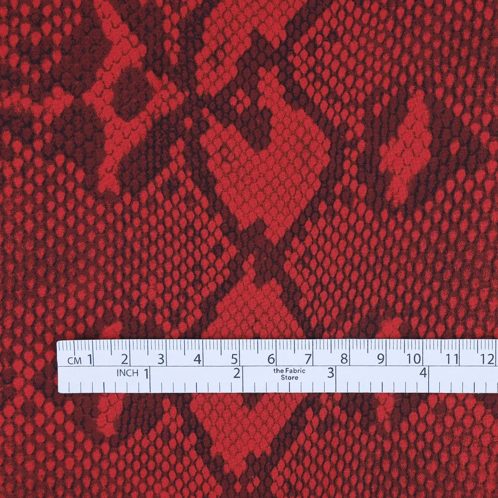 Snakeskin Rayon Challis - Red