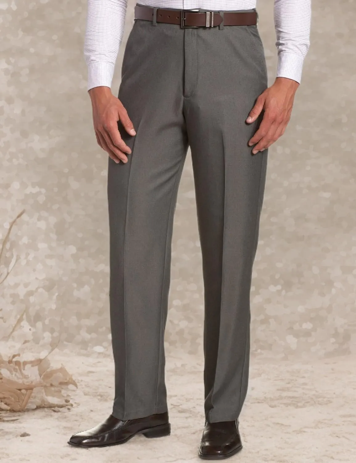 Sportoli Men's Cool Classic Fit Hidden Expandable Waist Plain Front Dress Pants