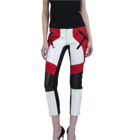Stylish Women's Color Block Leather Capri Pant - Trendy & Chic