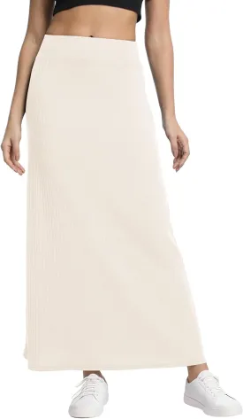 Urban CoCo Women's High Waist A-Line Maxi Skirt Comfy Ribbed Knit Long Skirt