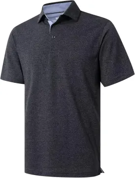 VEBOON Men's Polo Shirts Long and Short Sleeve Cotton Blend Heather Moisture Wicking Casual Collared Shirts