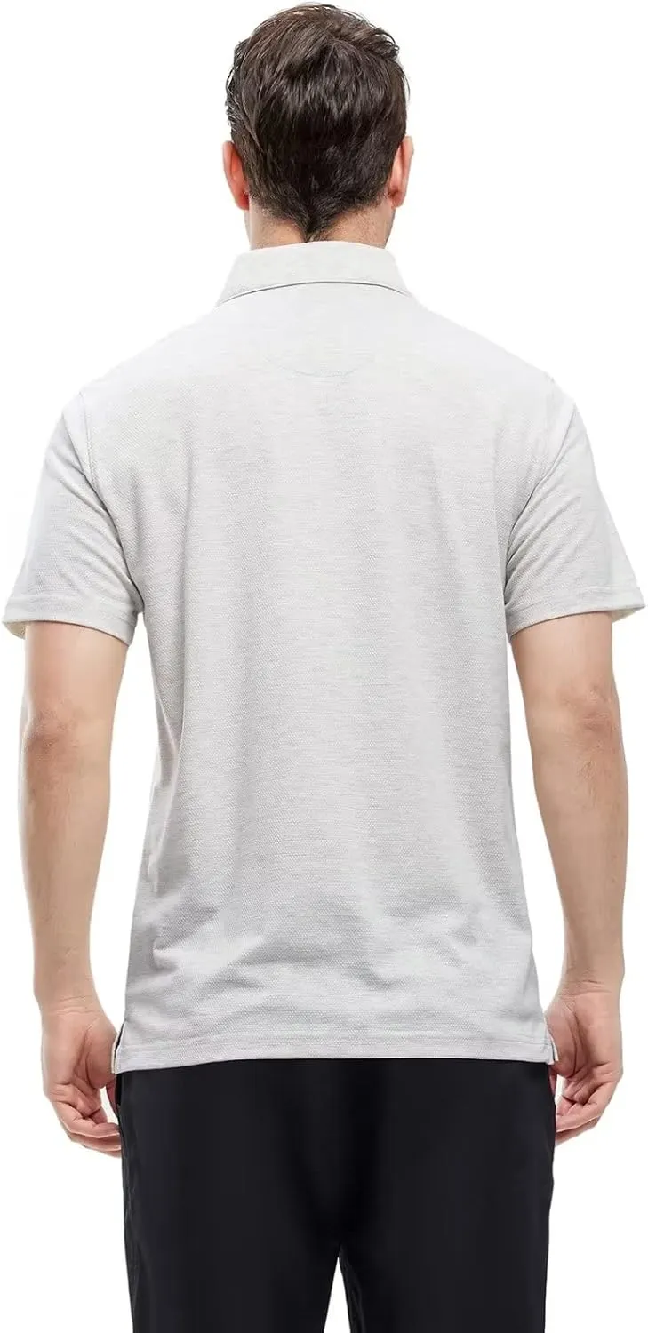 VEBOON Men's Polo Shirts Long and Short Sleeve Cotton Blend Heather Moisture Wicking Casual Collared Shirts