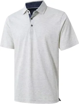 VEBOON Men's Polo Shirts Long and Short Sleeve Cotton Blend Heather Moisture Wicking Casual Collared Shirts