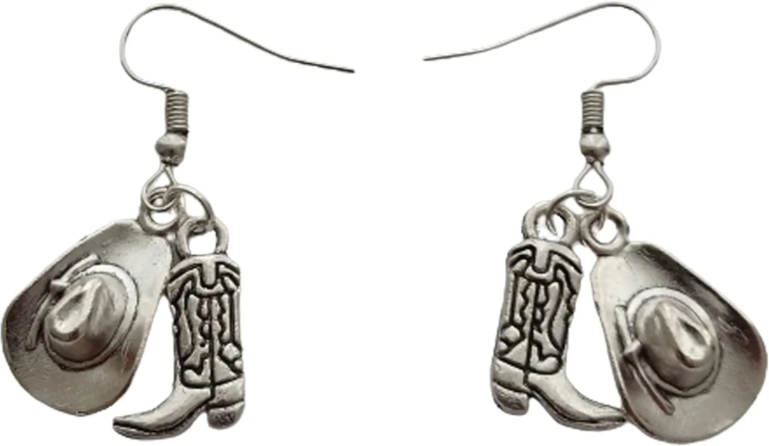 Western Country Cowboy Hat Earrings, Boot and Hat Charm, Farm Lover, Original Jewelry