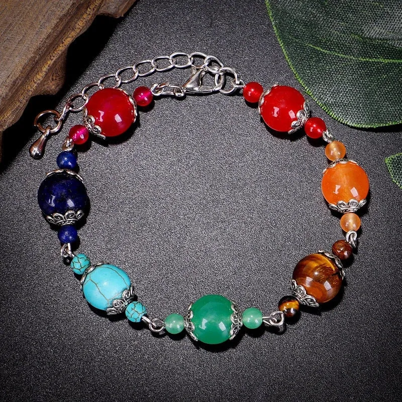 Wholesale Rainbow Natural Stone Beaded Bracelet