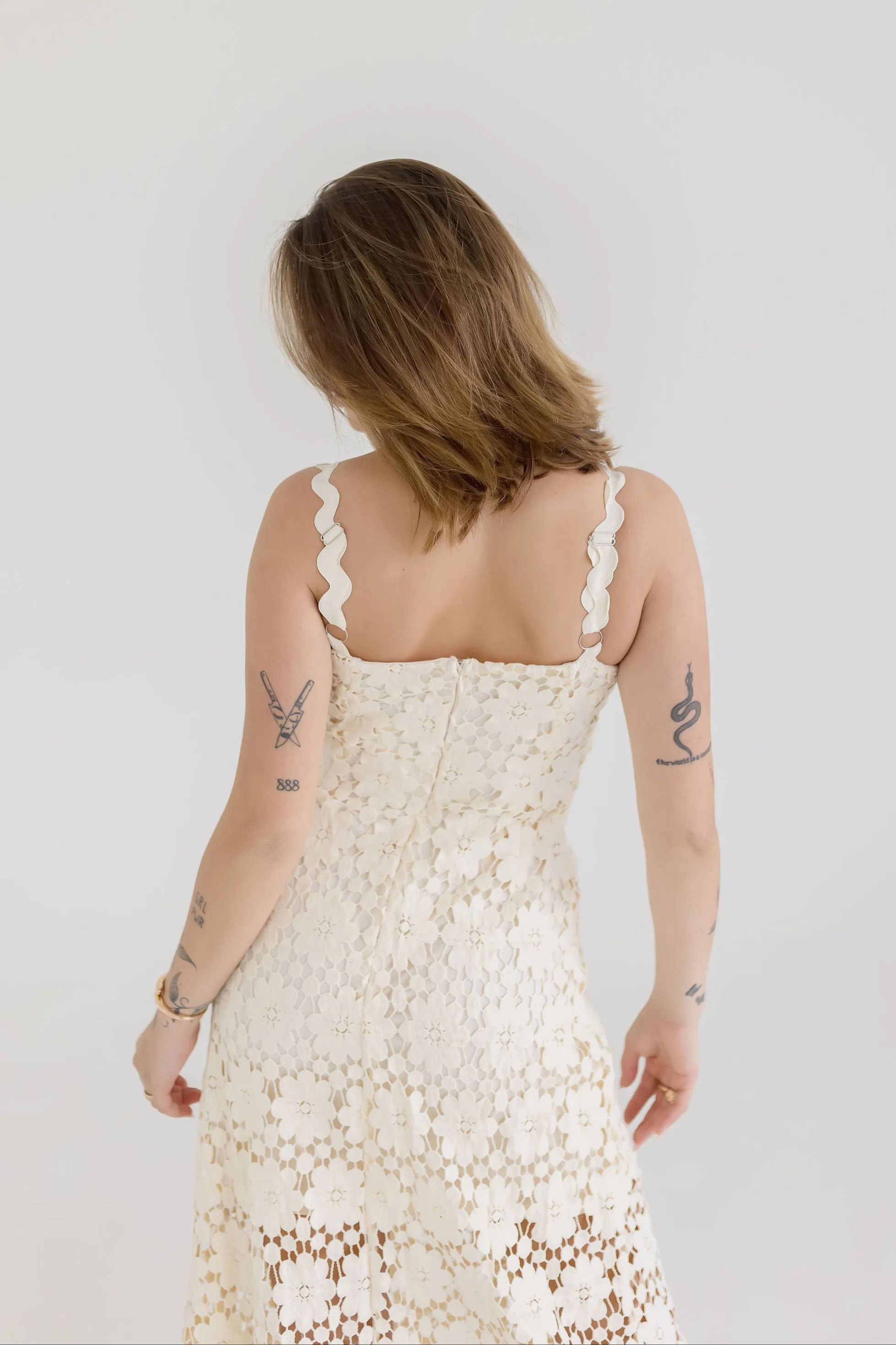 Wilder Sleeveless Crochet Floral Lace Maxi Dress Natural