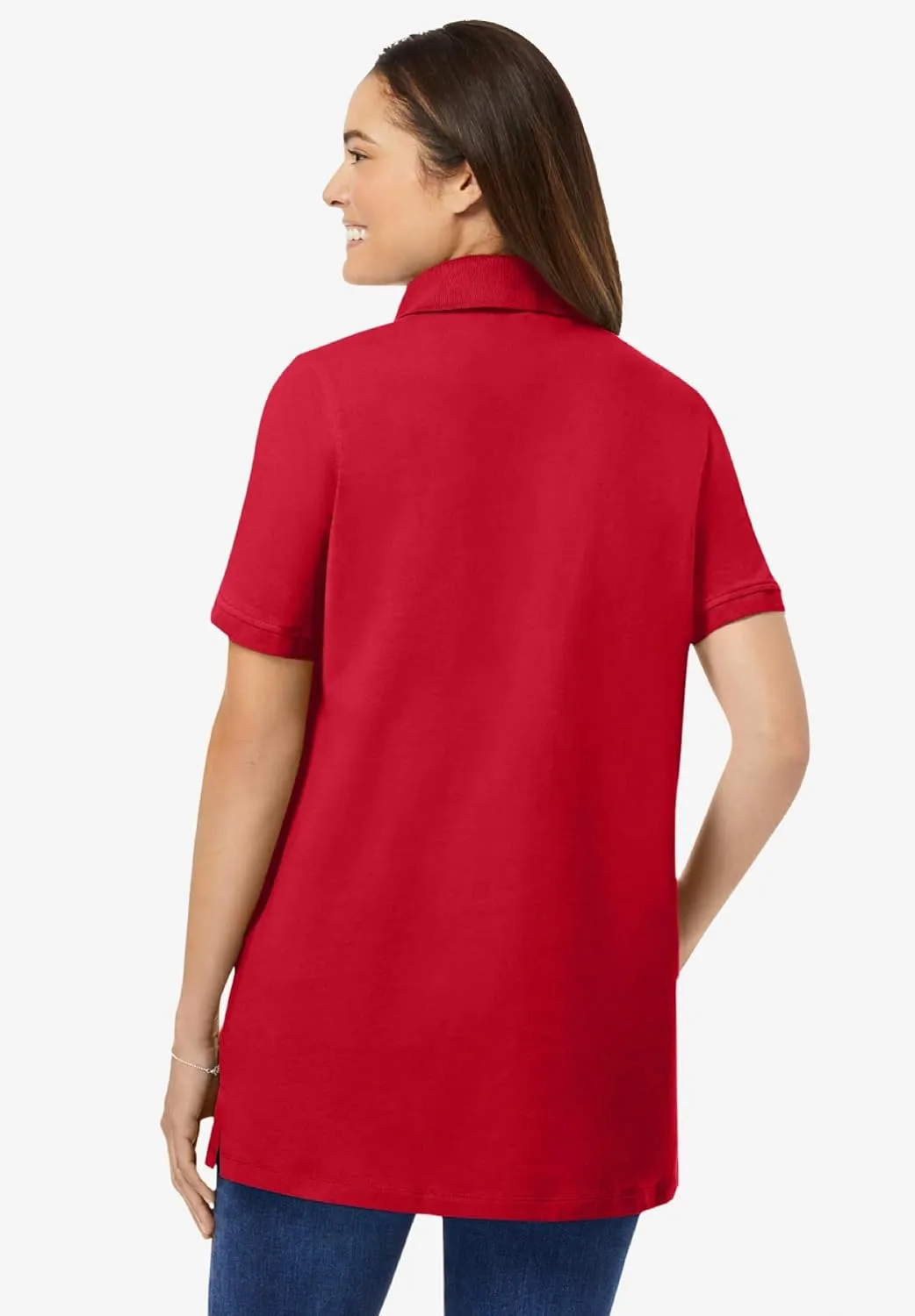 Woman Within Plus Size Perfect Short-Sleeve Polo Shirt