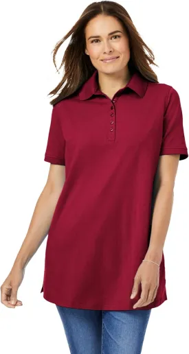 Woman Within Plus Size Perfect Short-Sleeve Polo Shirt