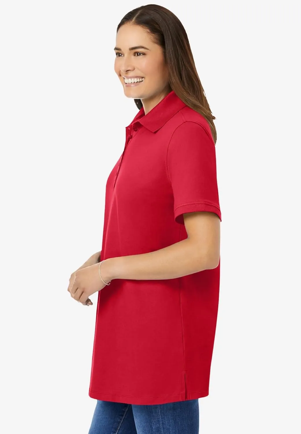 Woman Within Plus Size Perfect Short-Sleeve Polo Shirt