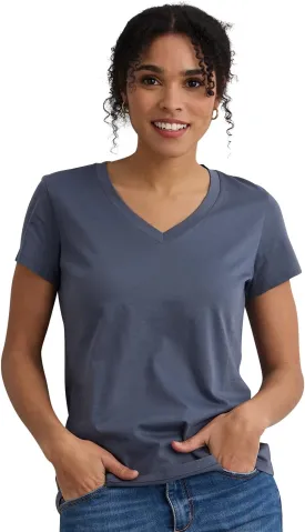Women's 100% Organic Pima Cotton Relaxed Short Sleeve V-Neck T-Shirt