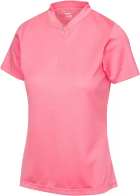Womens Golf Polo with Zipper - Short Sleeve and Collarless Golf Shirts for Women - UV Protection, Dry Fit, and 4 Way Stretch