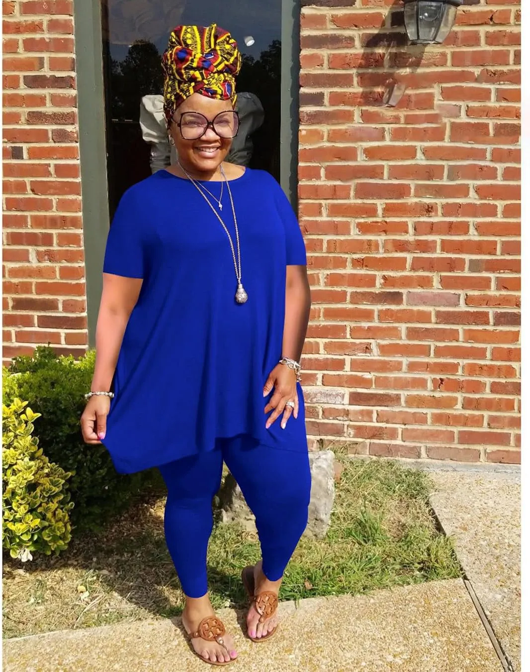 YeGine Women Plus Size 2 Piece Outfits Short Sleeve Top and Legging Pant Set Lounge Sets Tracksuit